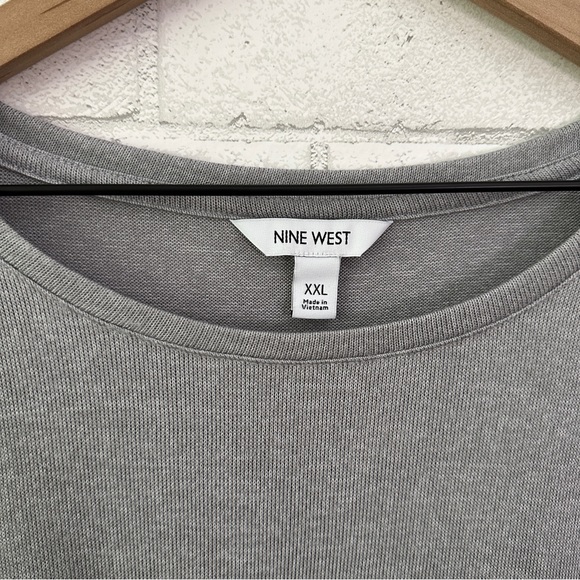 NINE WEST Gray Fox Side Ruched Drop Shoulder Sweater - Picture 4 of 11